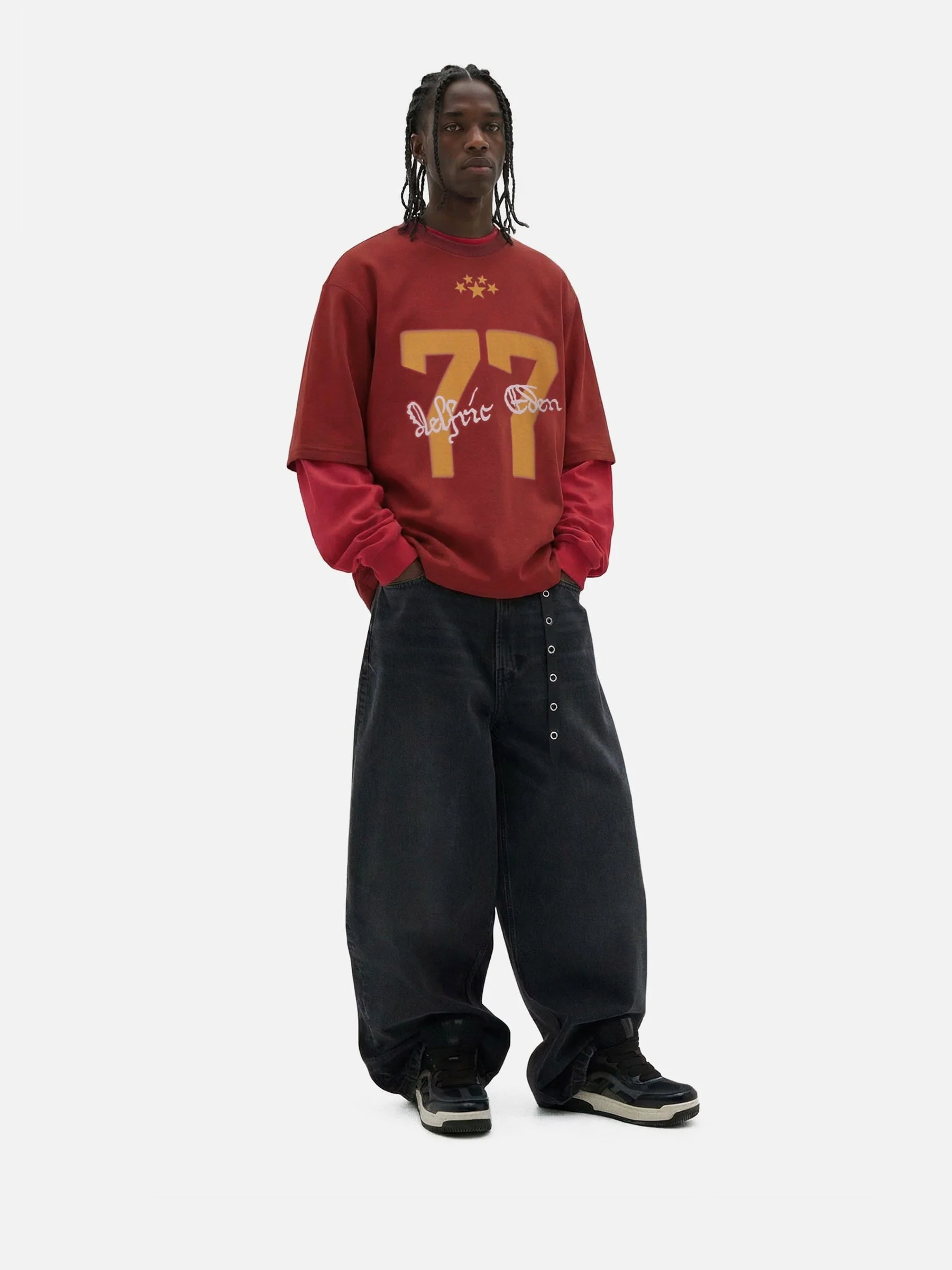 Aelfric Eden 77 Grafik-Langarmshirt in Lagenoptik