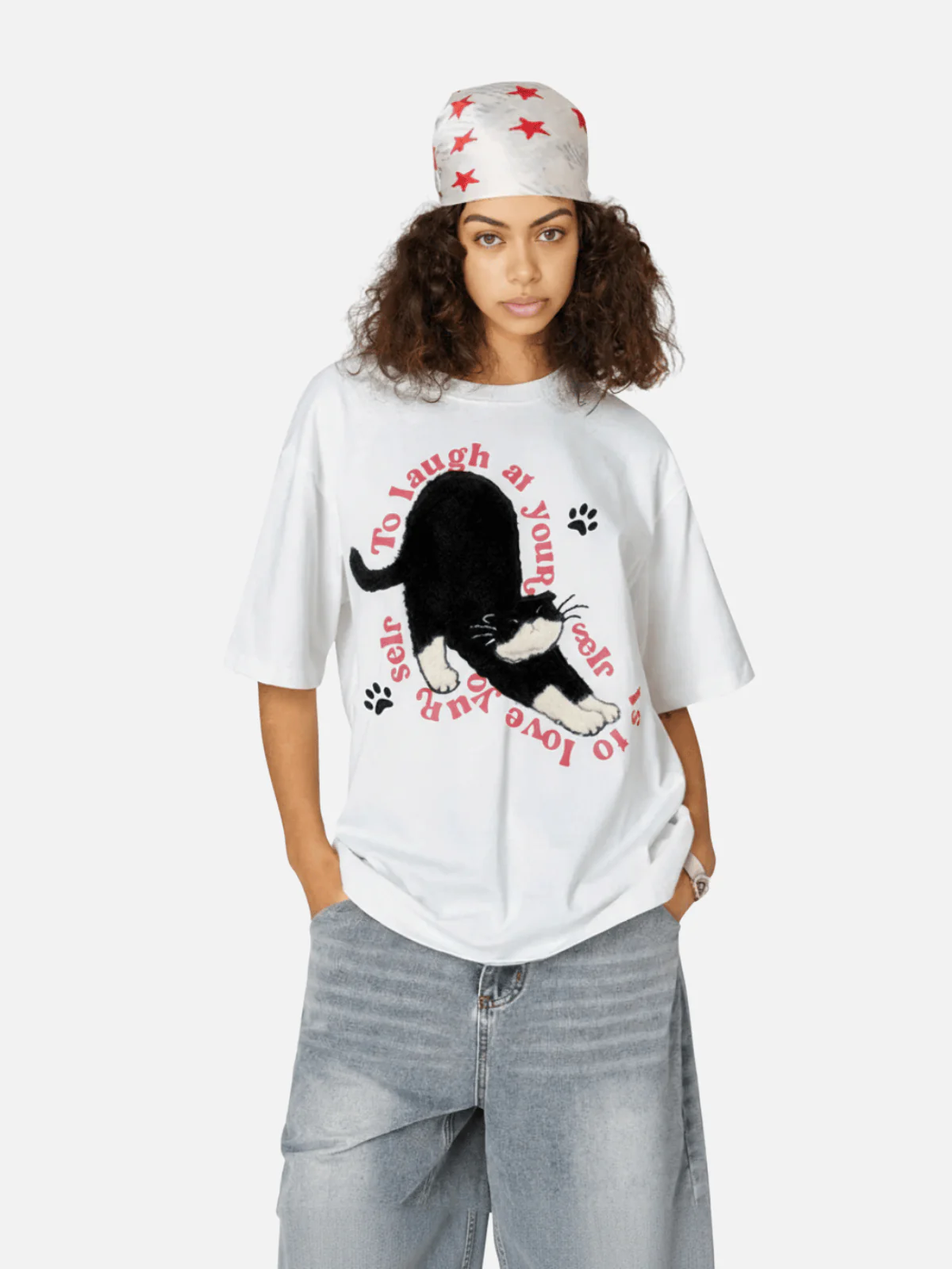 Aelfric Eden Applikations-Katzen-T-Shirt