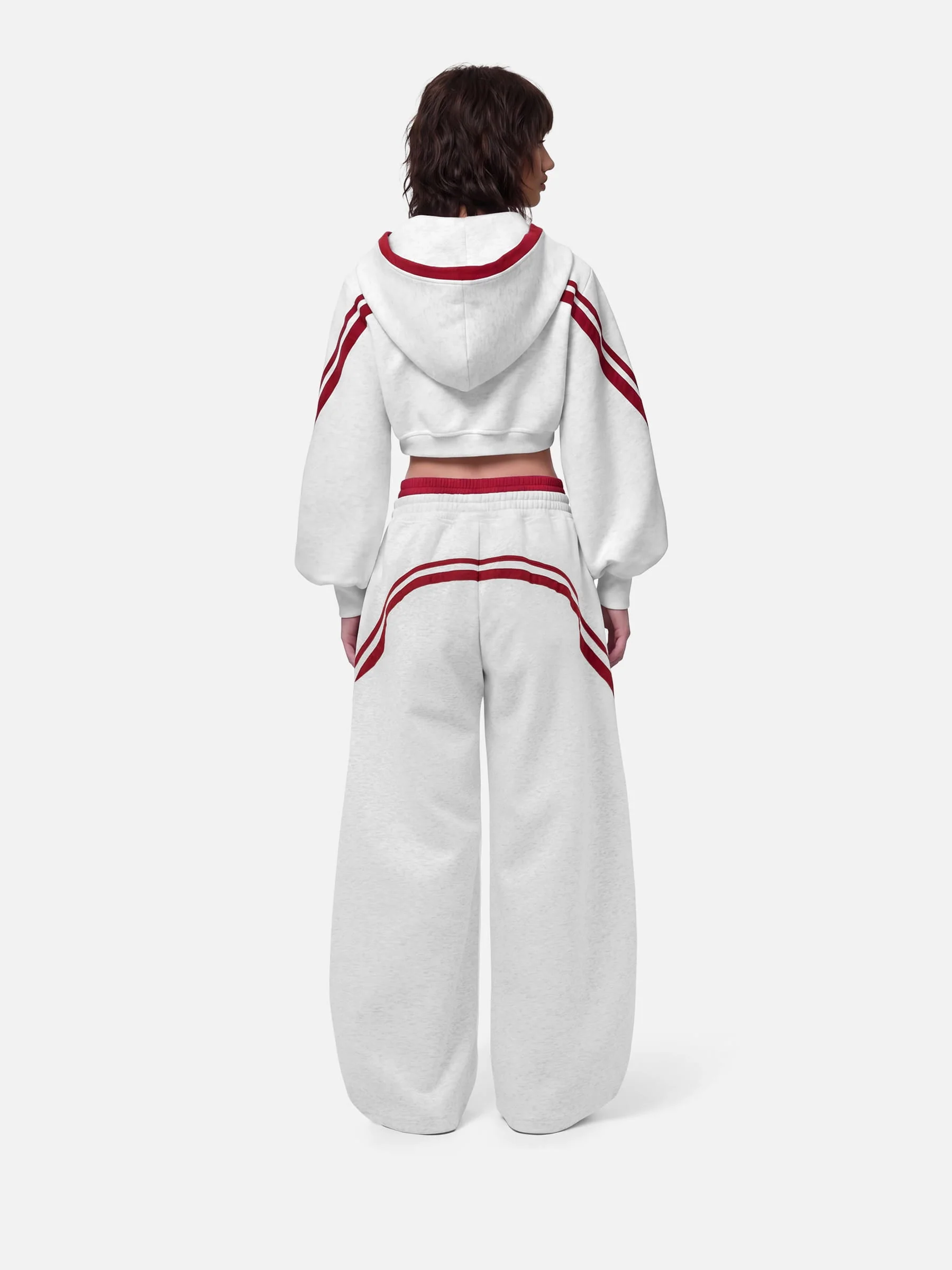 Aelfric Eden Cropped Contrast Stripe Zip Up Hoodie - Image 3