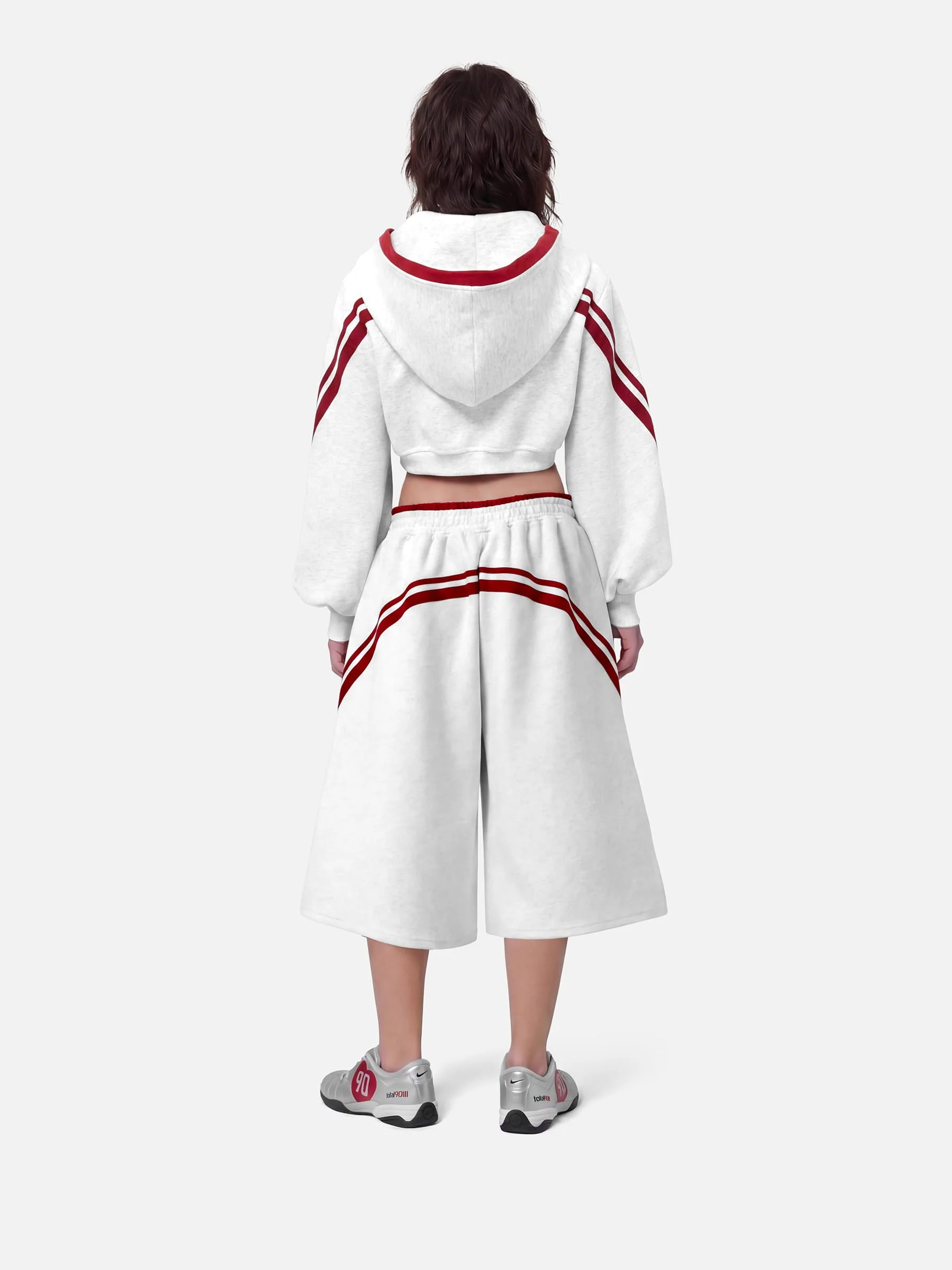 Aelfric Eden Cropped Contrast Stripe Zip Up Hoodie - Image 5