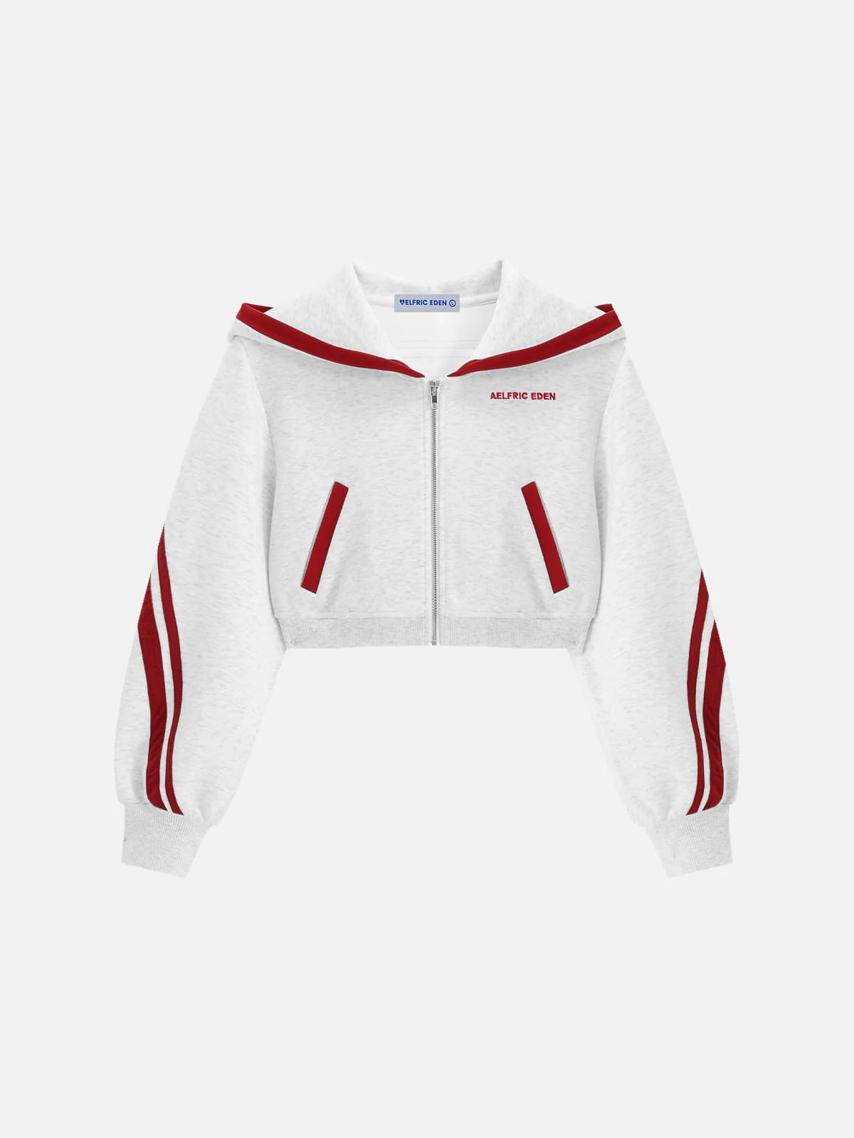 Aelfric Eden Cropped Contrast Stripe Zip Up Hoodie - Image 7