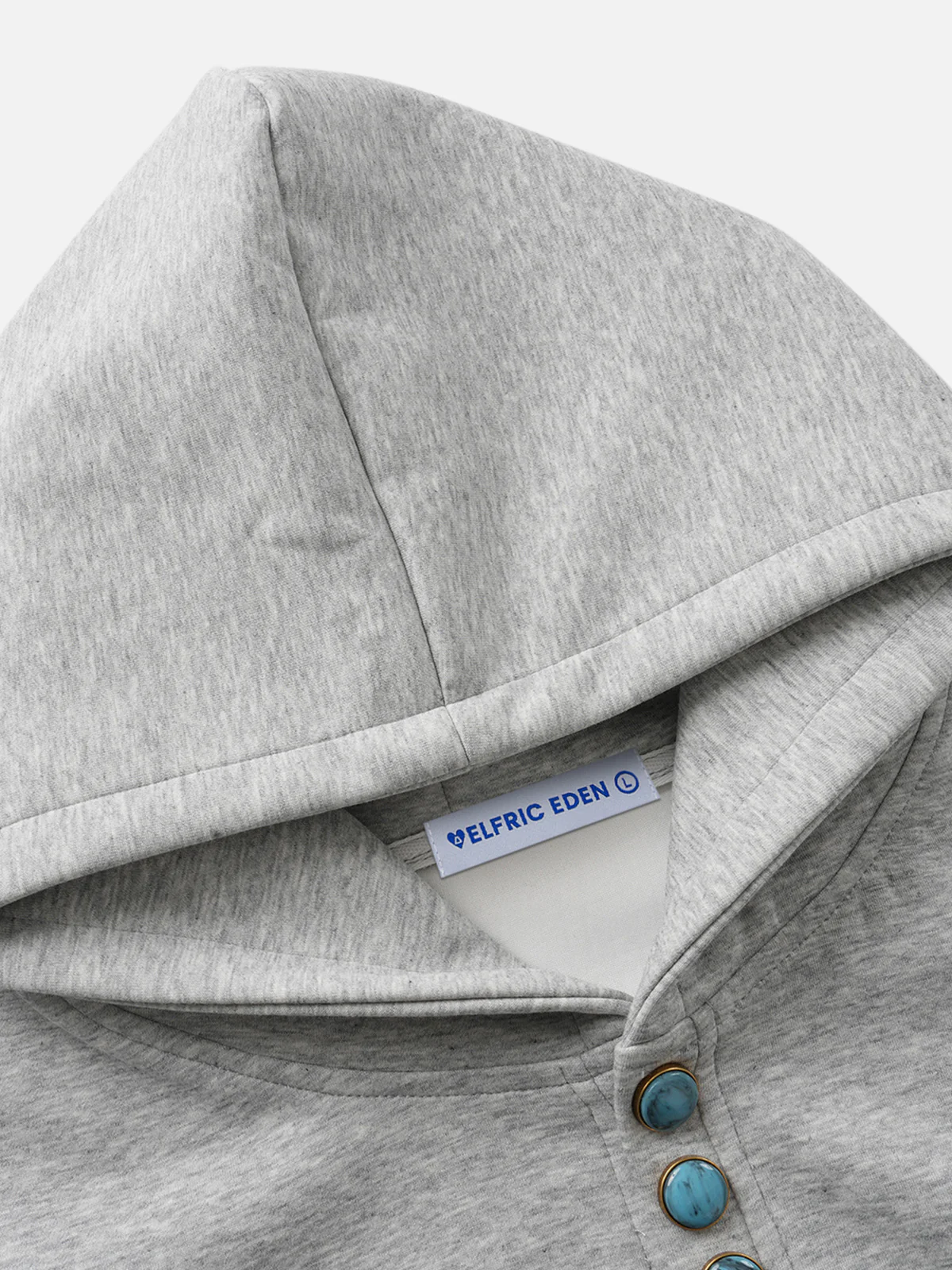 Aelfric Eden Boxy Pullover-Hoodie mit Knopfleiste, türkis - Image 3