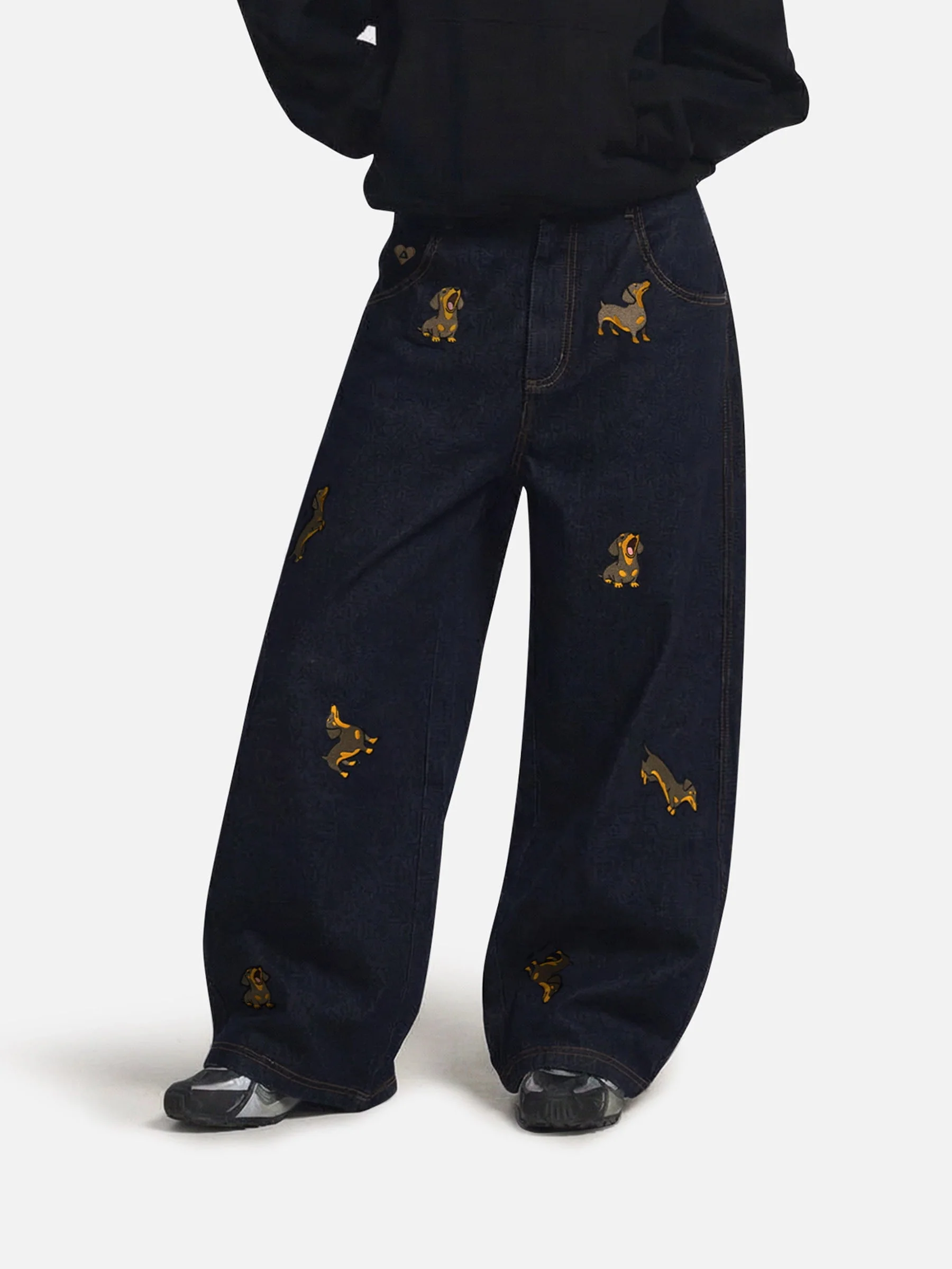 Aelfric Eden Dackel bestickte Baggy Jeans - Image 3