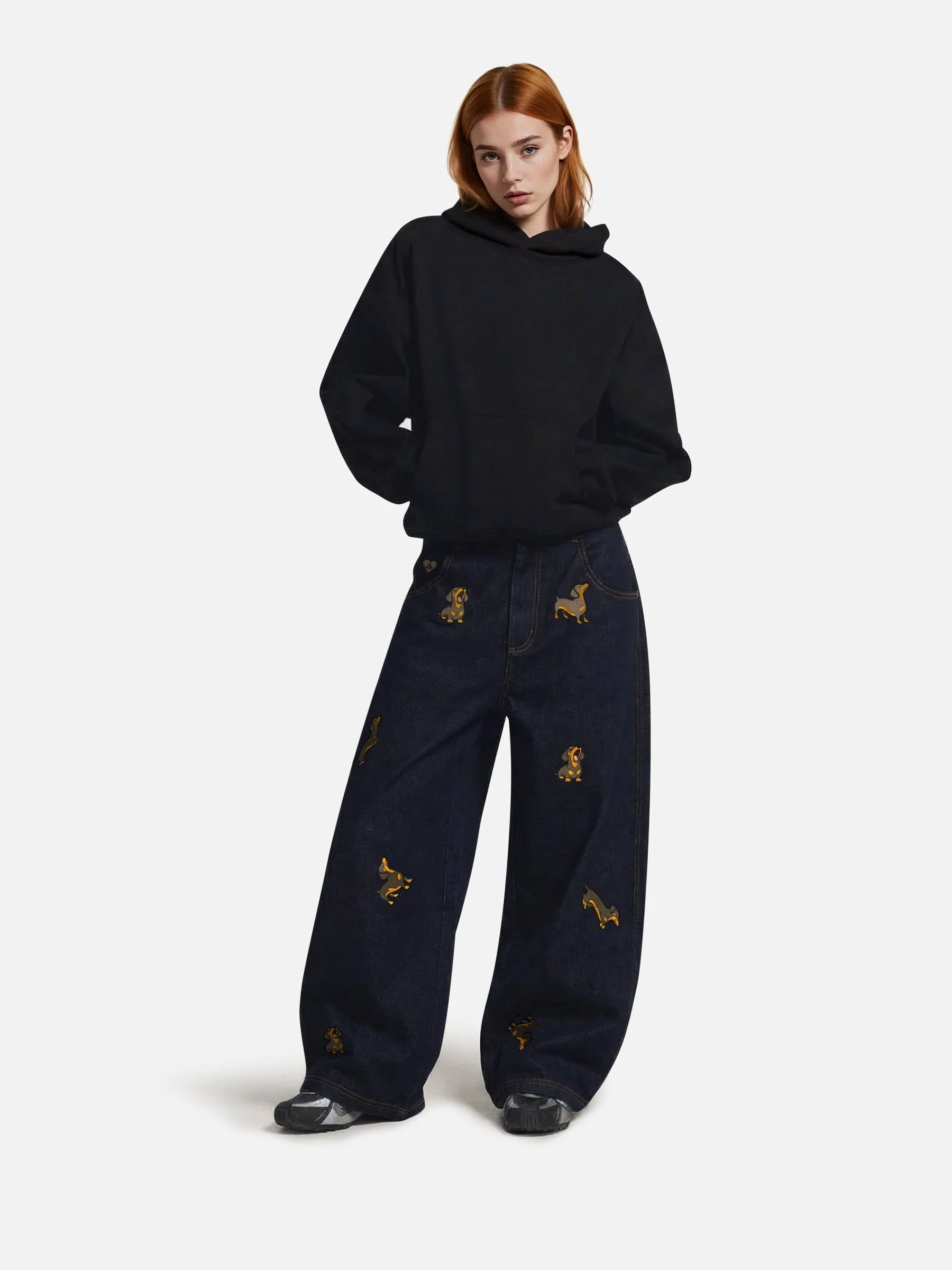 Aelfric Eden Dackel bestickte Baggy Jeans - Image 5