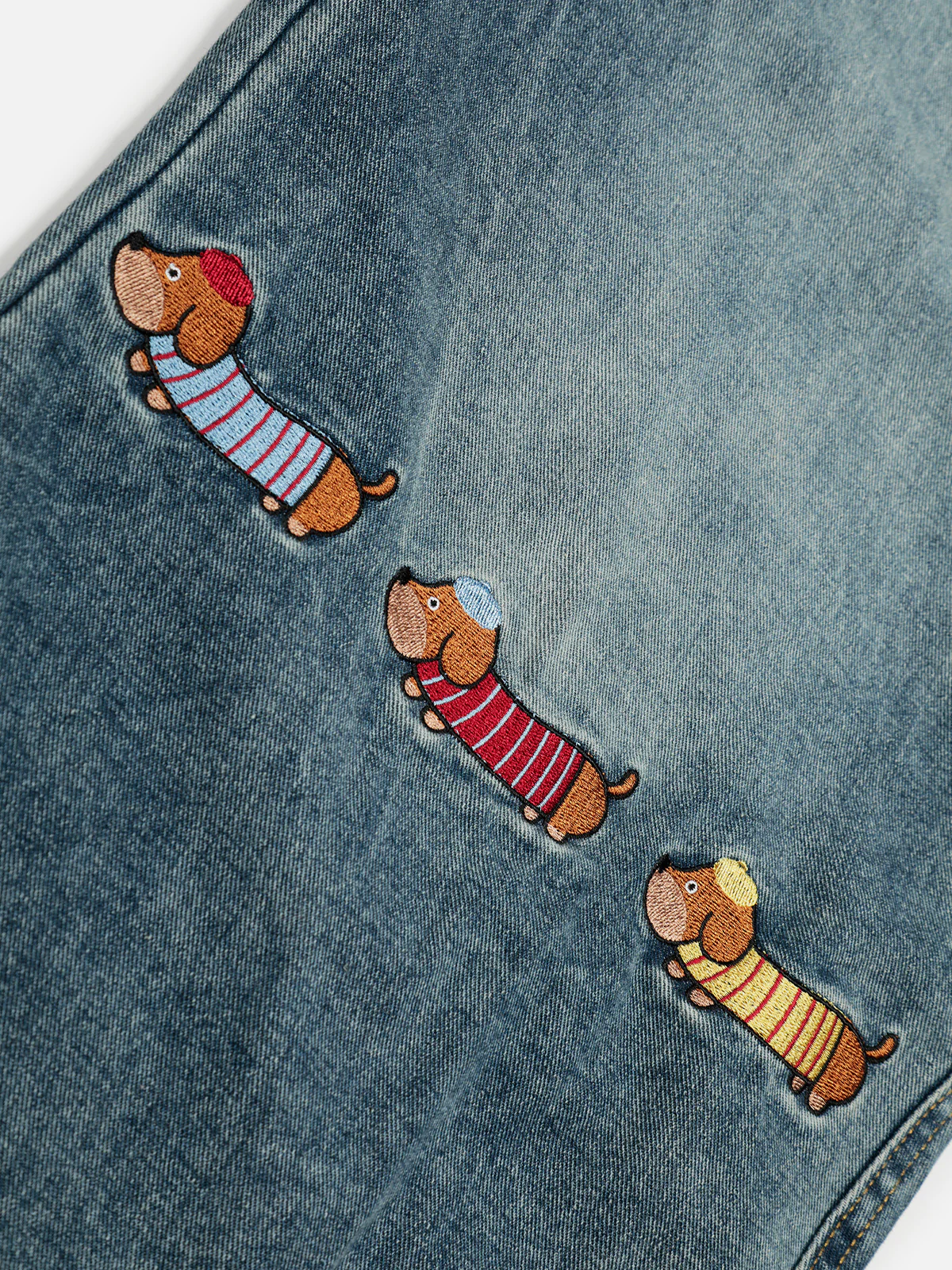 Aelfric Eden Dackel-Stickerei Baggy Barrel Jeans - Image 5