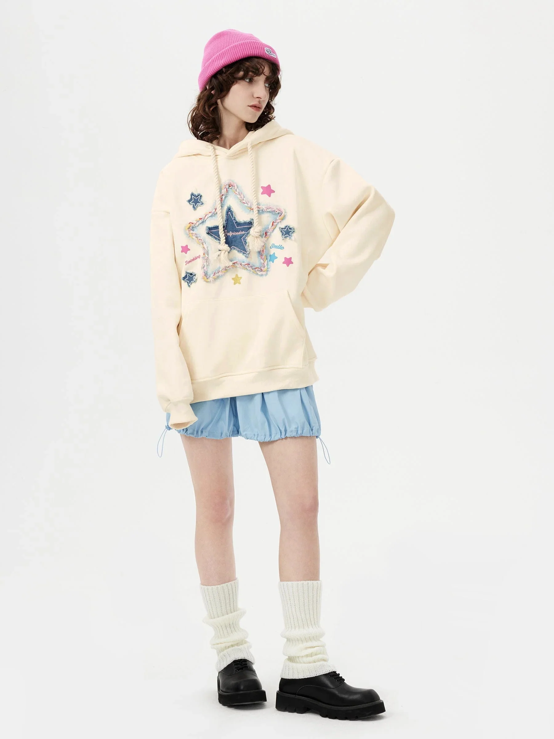 Aelfric Eden Kapuzenpullover mit Denim-Stern-Stickerei - Image 9