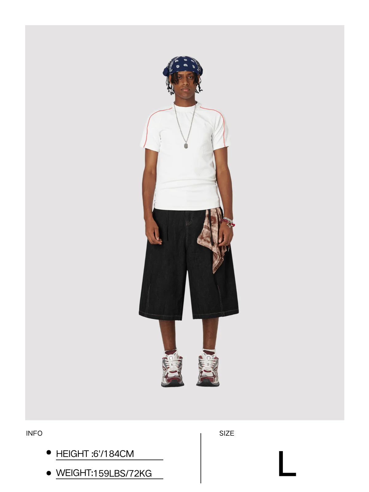 Aelfric Eden Abnehmbares Kopftuch Baggy Longline Jorts - Image 11
