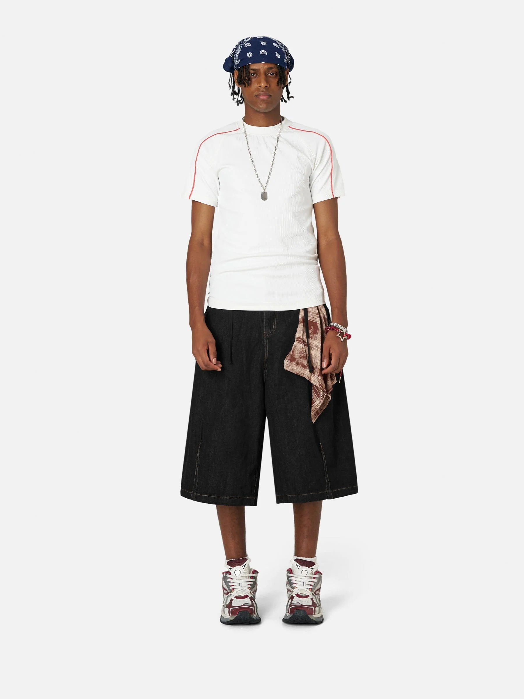 Aelfric Eden Abnehmbares Kopftuch Baggy Longline Jorts - Image 4