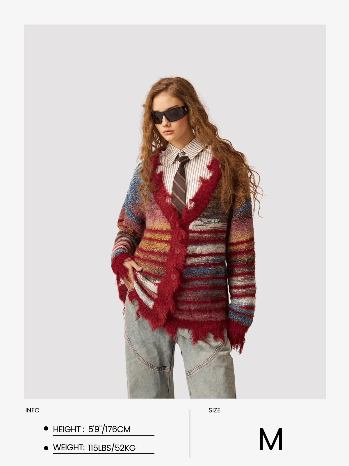Aelfric Eden Fransen-Nadelstreifen-Cardigan mit Farbverlauf - Image 16