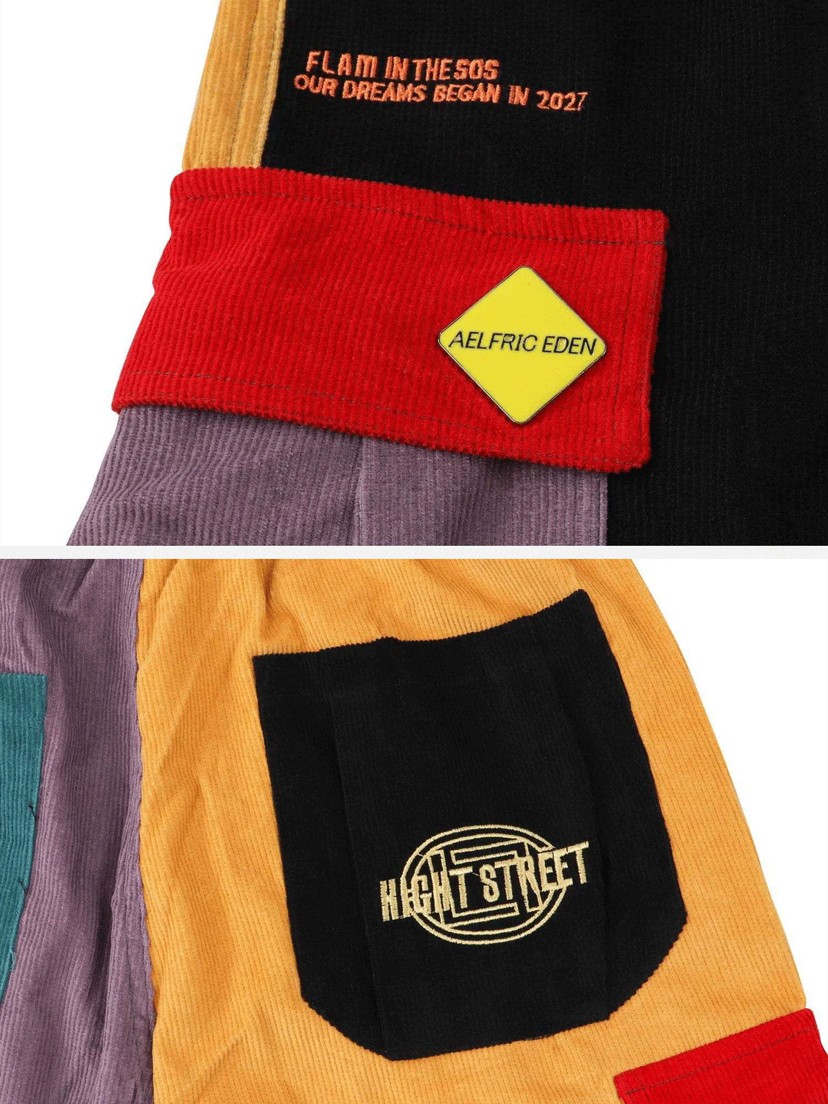 Aelfric Eden “Back to 90's” patchwork color block corduroy trousers - Image 6