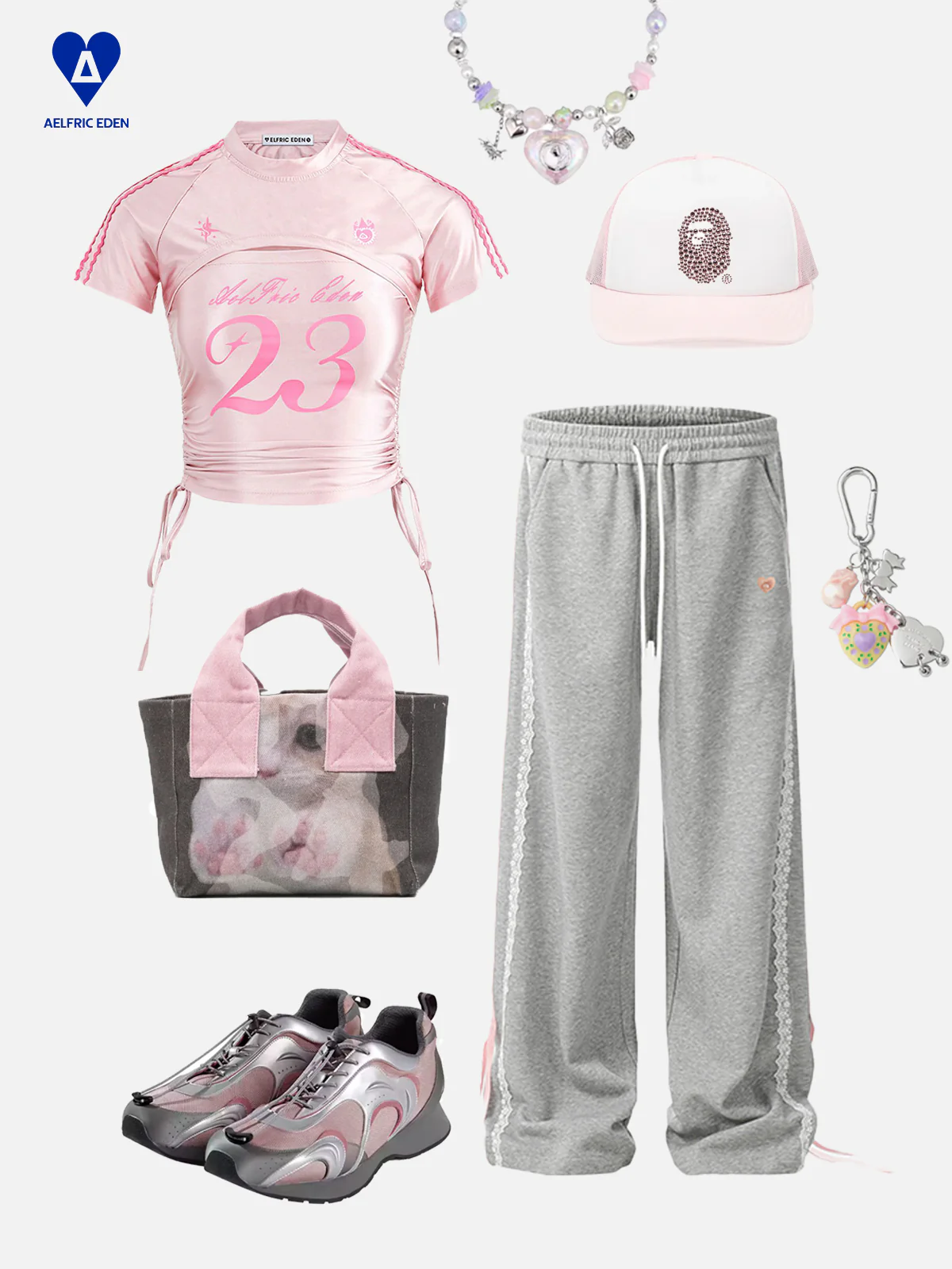 Aelfric Eden Jogginghose mit Spitzenstreifen und Patchwork - Image 4