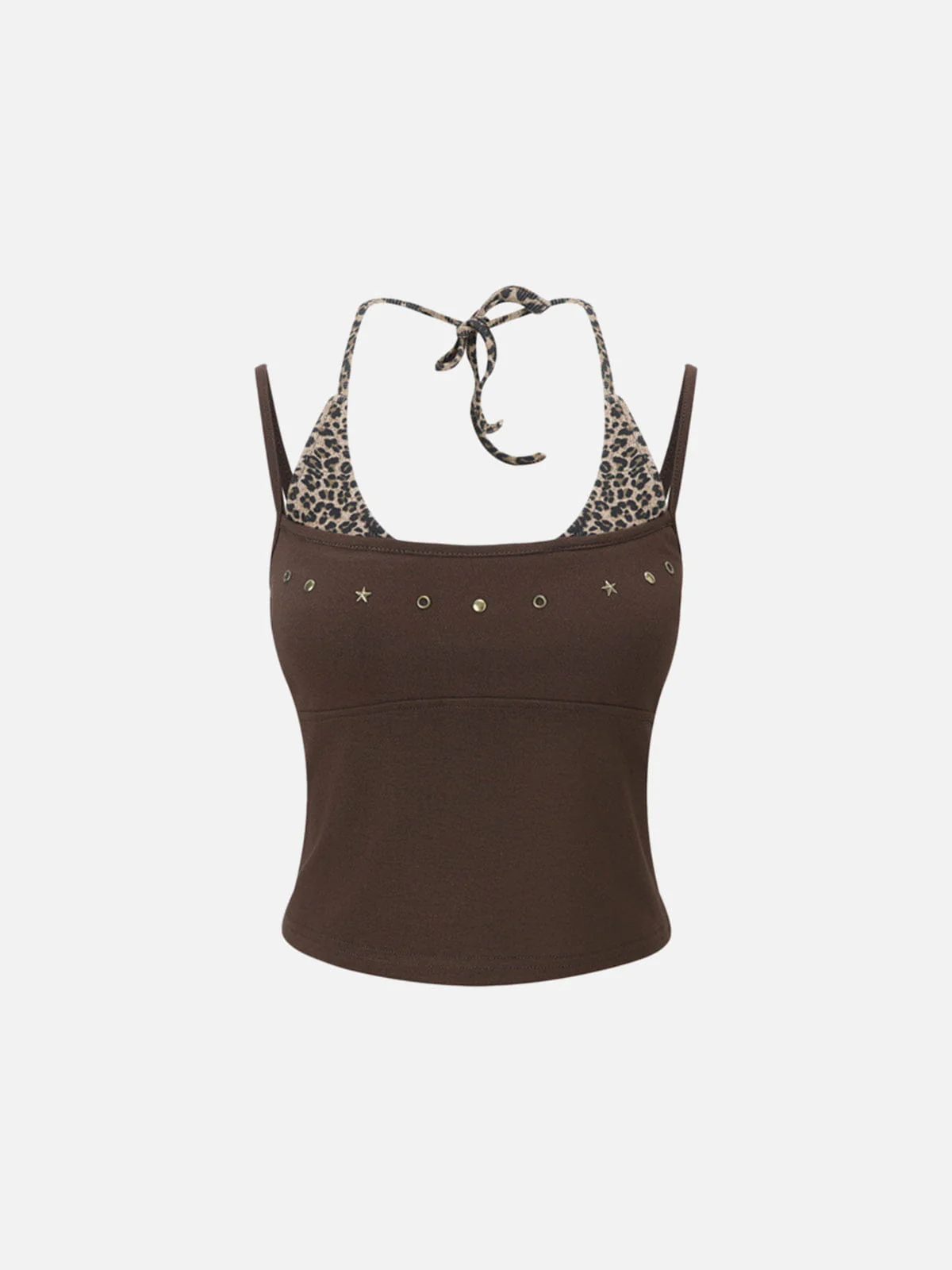Aelfric Eden Leopard Halter Neck Nieten-Cami-Top - Image 2