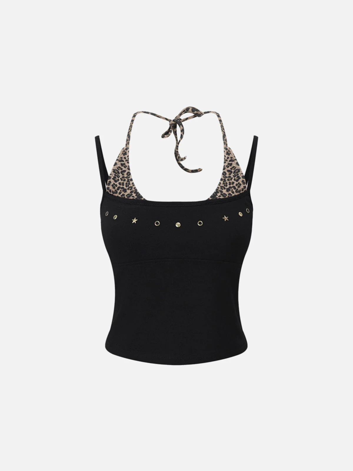 Aelfric Eden Leopard Halter Neck Nieten-Cami-Top - Image 5