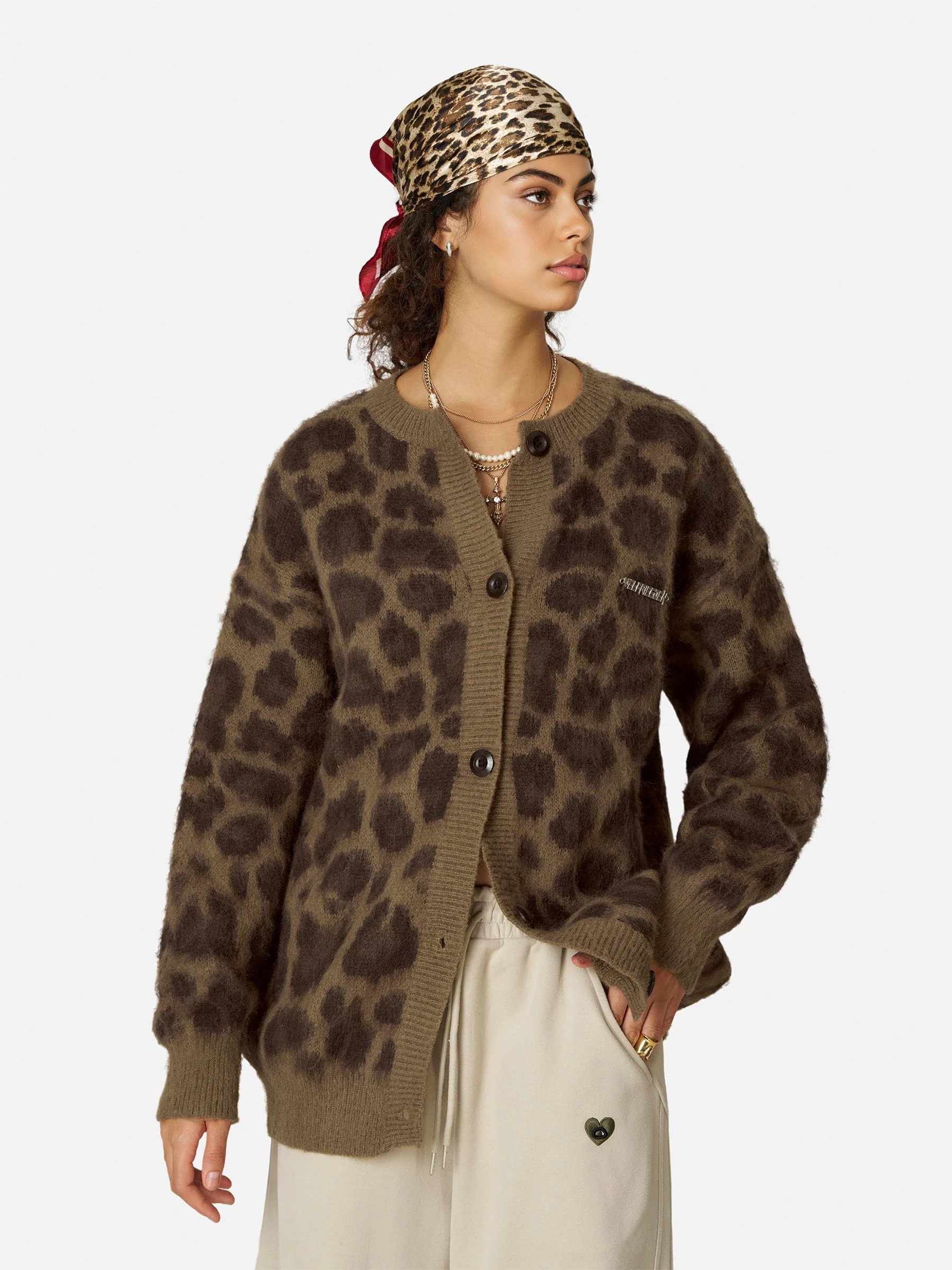 Aelfric Eden Leopard Strickjacke mit Grafik - Image 6