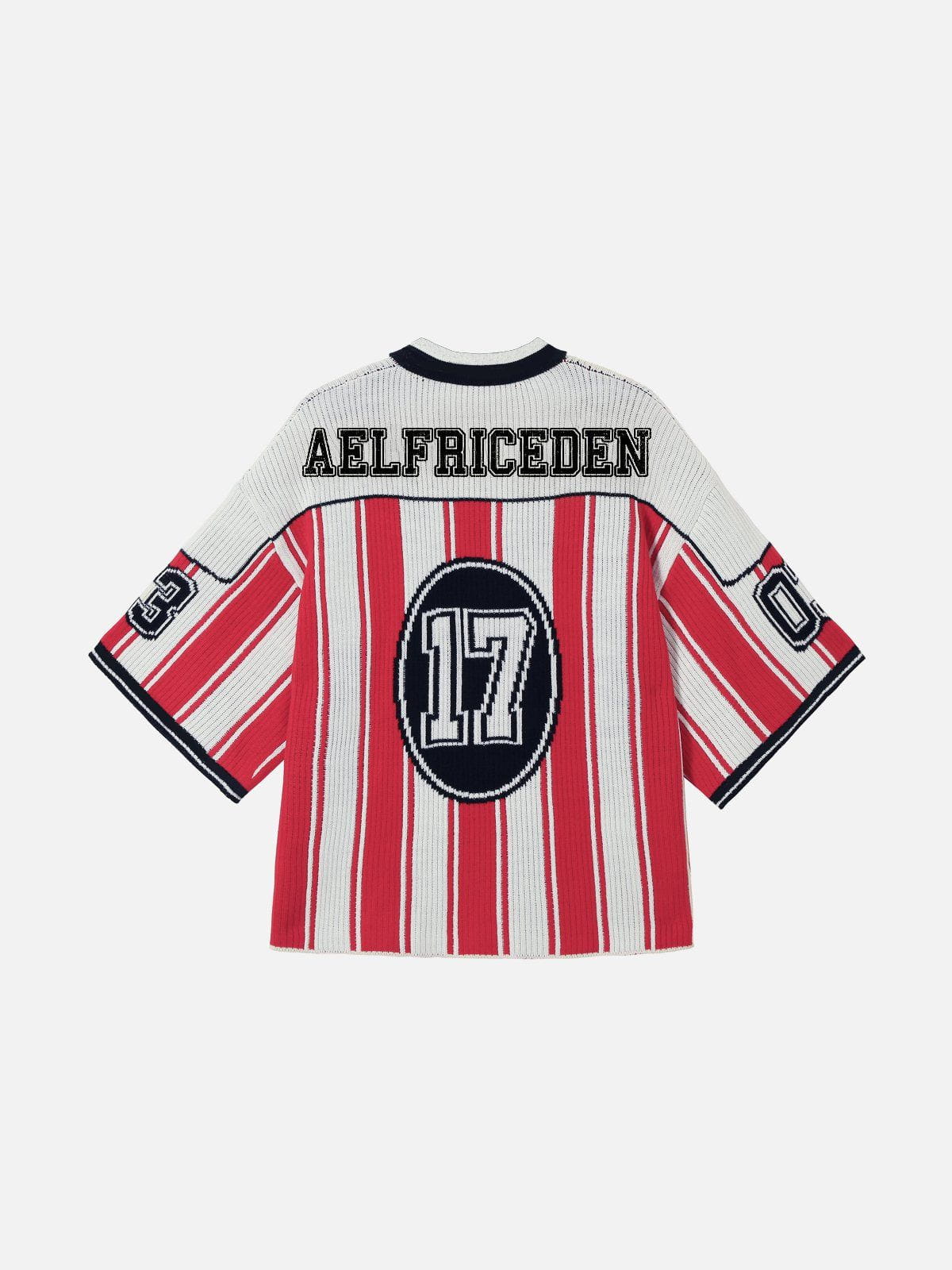Aelfric Eden Strick-T-Shirt mit Zahlenstreifengrafik - Image 3