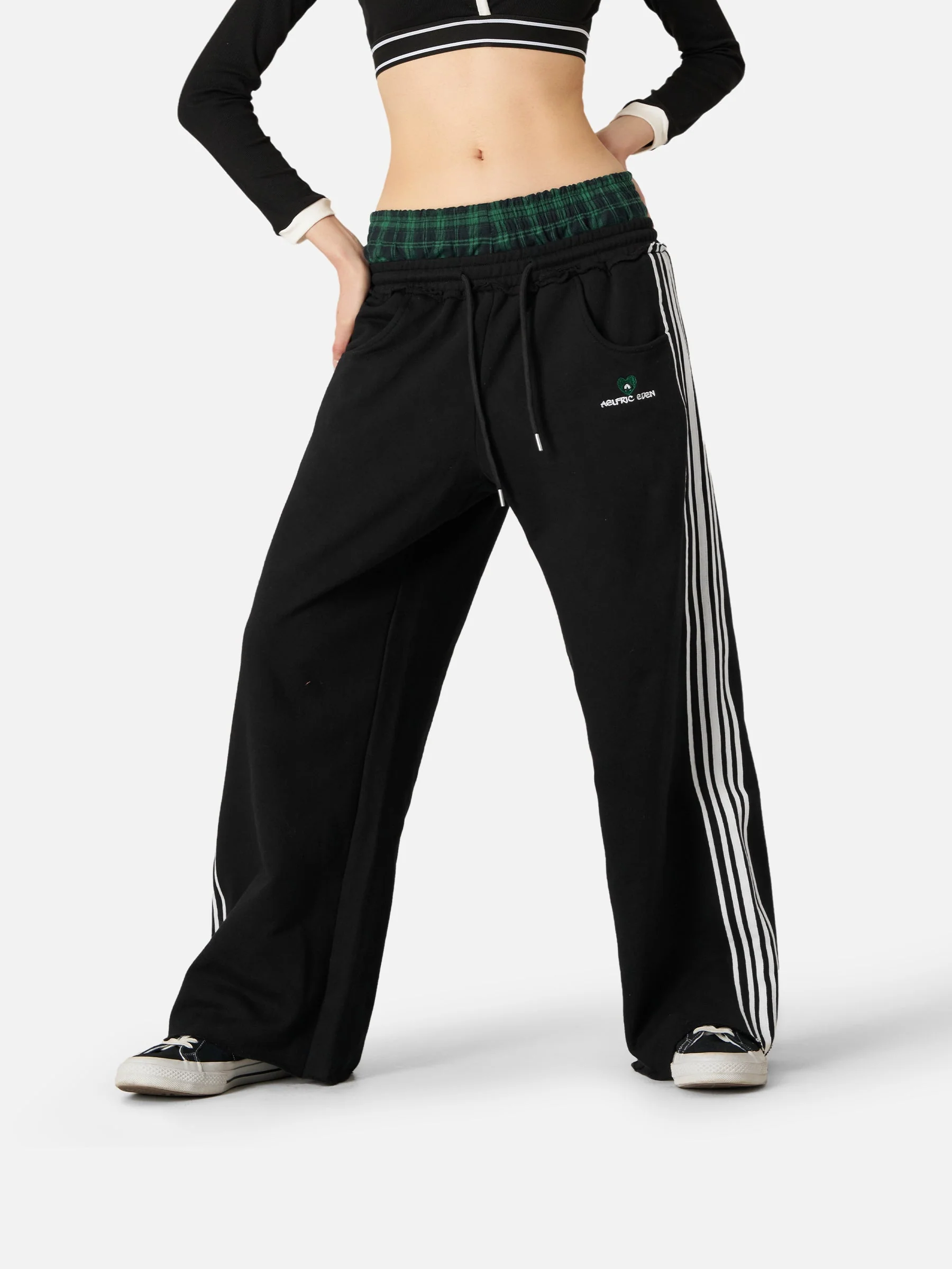 Aelfric Eden Karrierte Baggy Sweatpants mit doppeltem Bund - Image 4