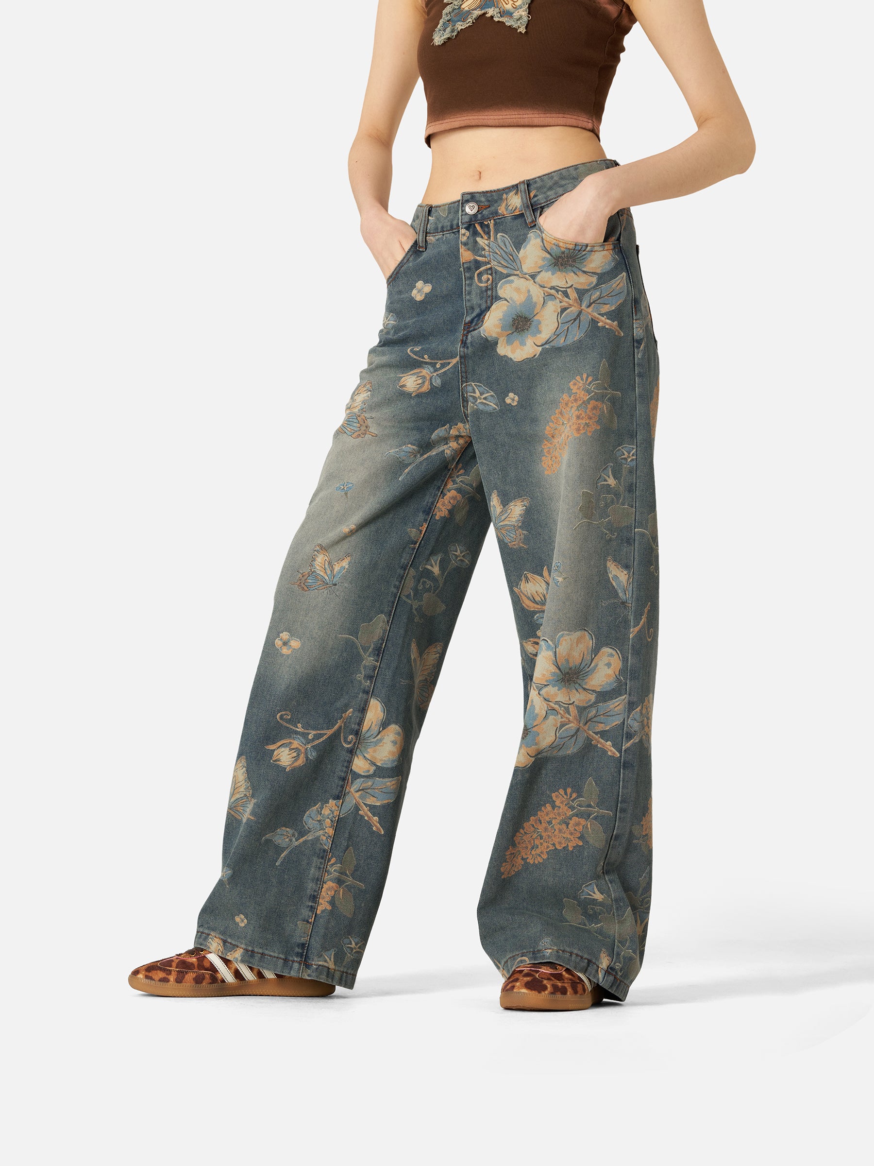 Aelfric Eden Plant Flower Print Jeans - Image 3