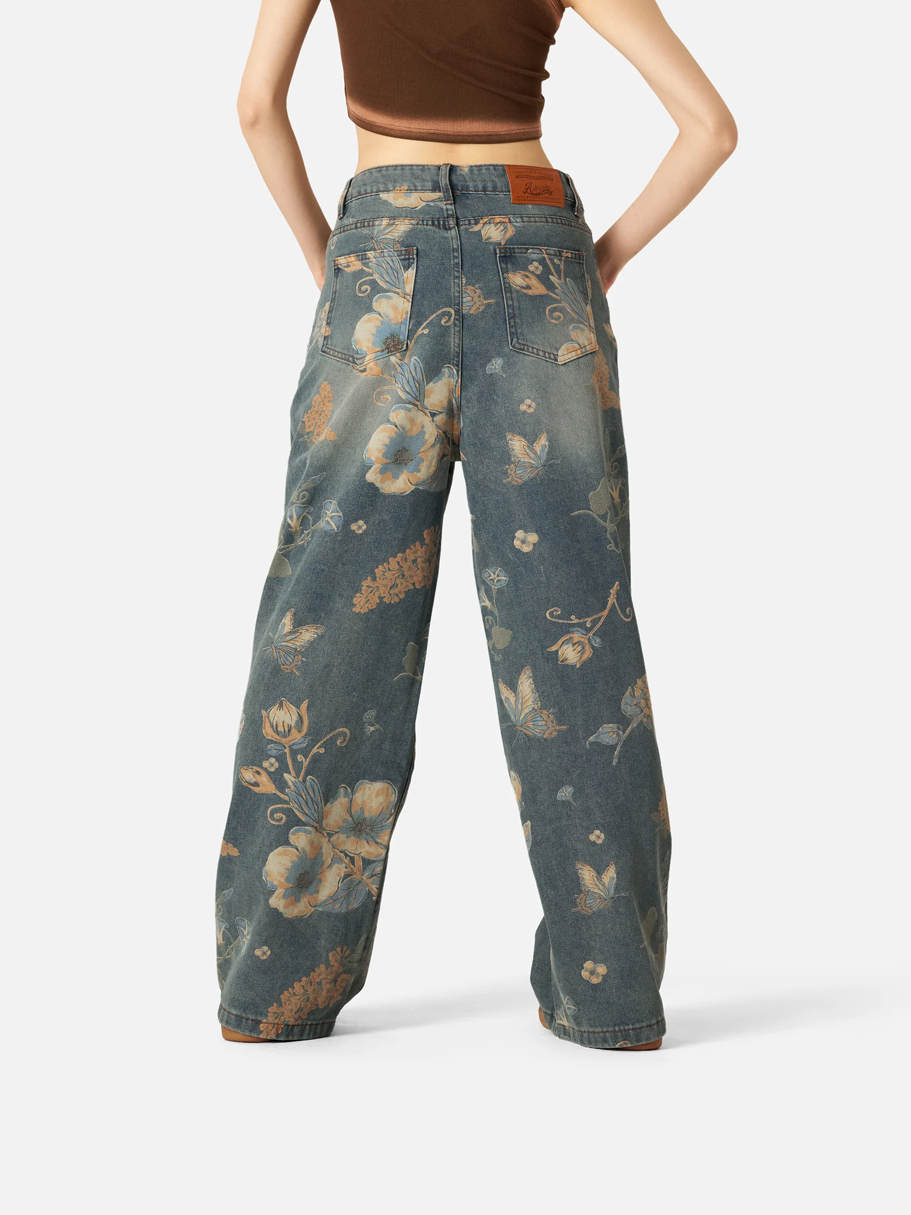 Aelfric Eden Plant Flower Print Jeans - Image 5
