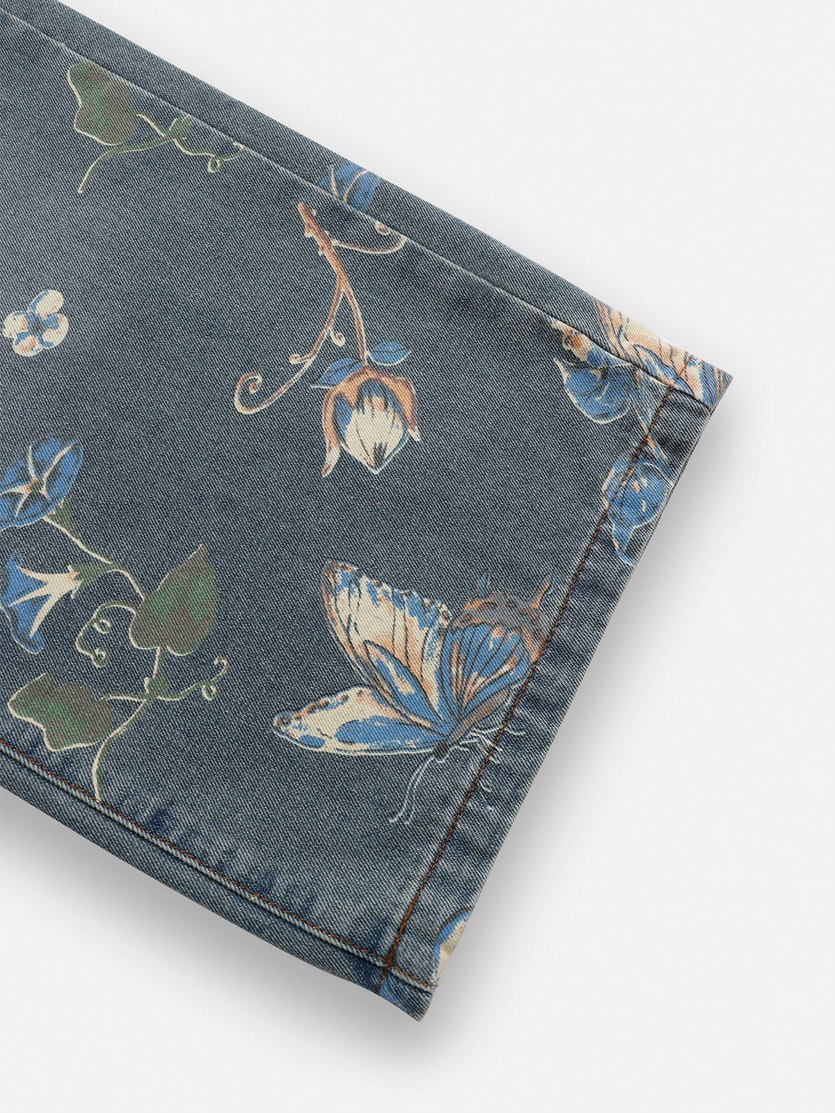 Aelfric Eden Plant Flower Print Jeans - Image 6