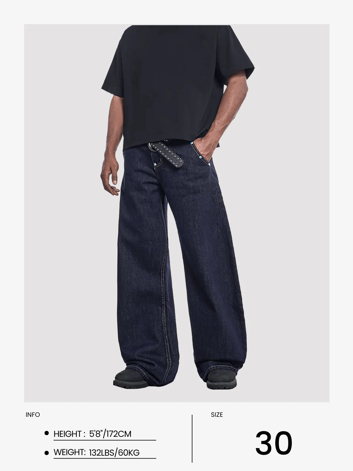Aelfric Eden Vintage-Nieten Raw Baggy Barrel Jeans - Image 10
