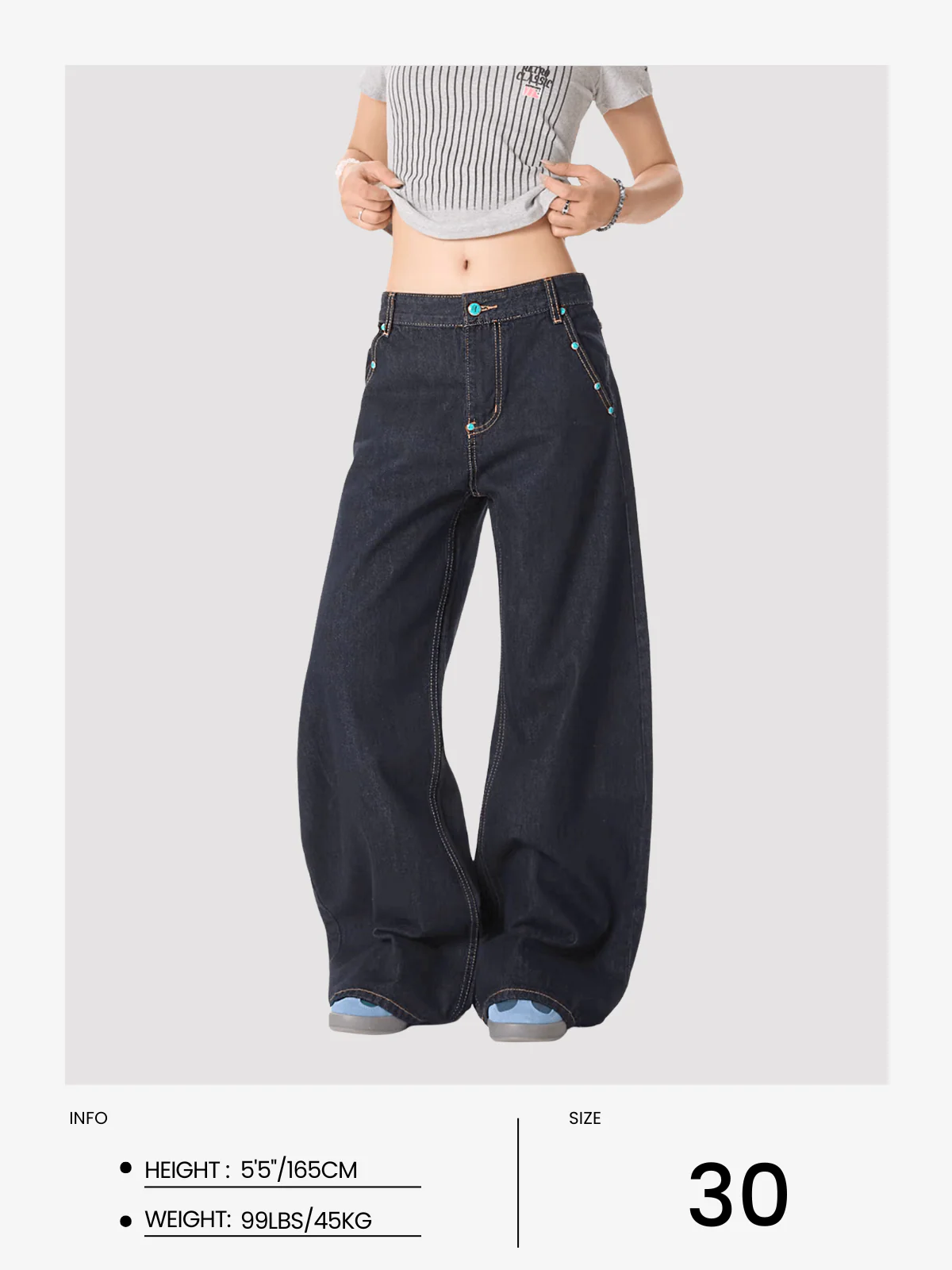 Aelfric Eden Vintage-Nieten Raw Baggy Barrel Jeans - Image 11