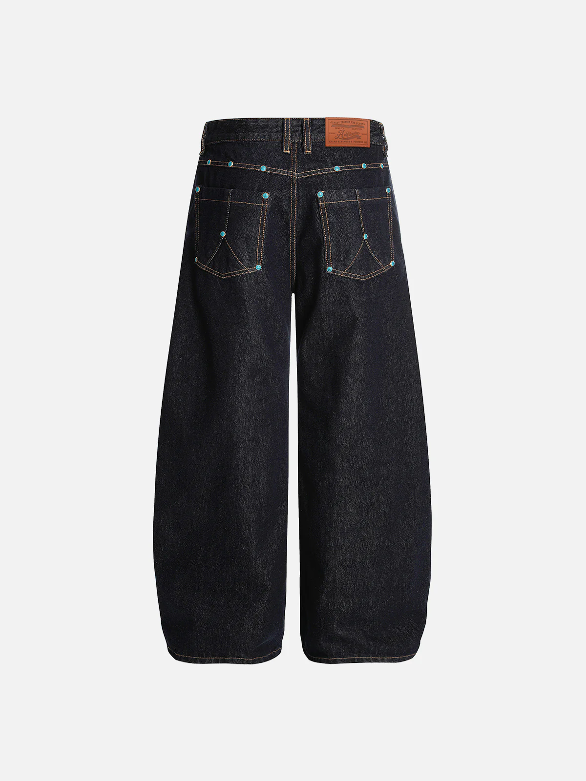 Aelfric Eden Vintage-Nieten Raw Baggy Barrel Jeans - Image 2