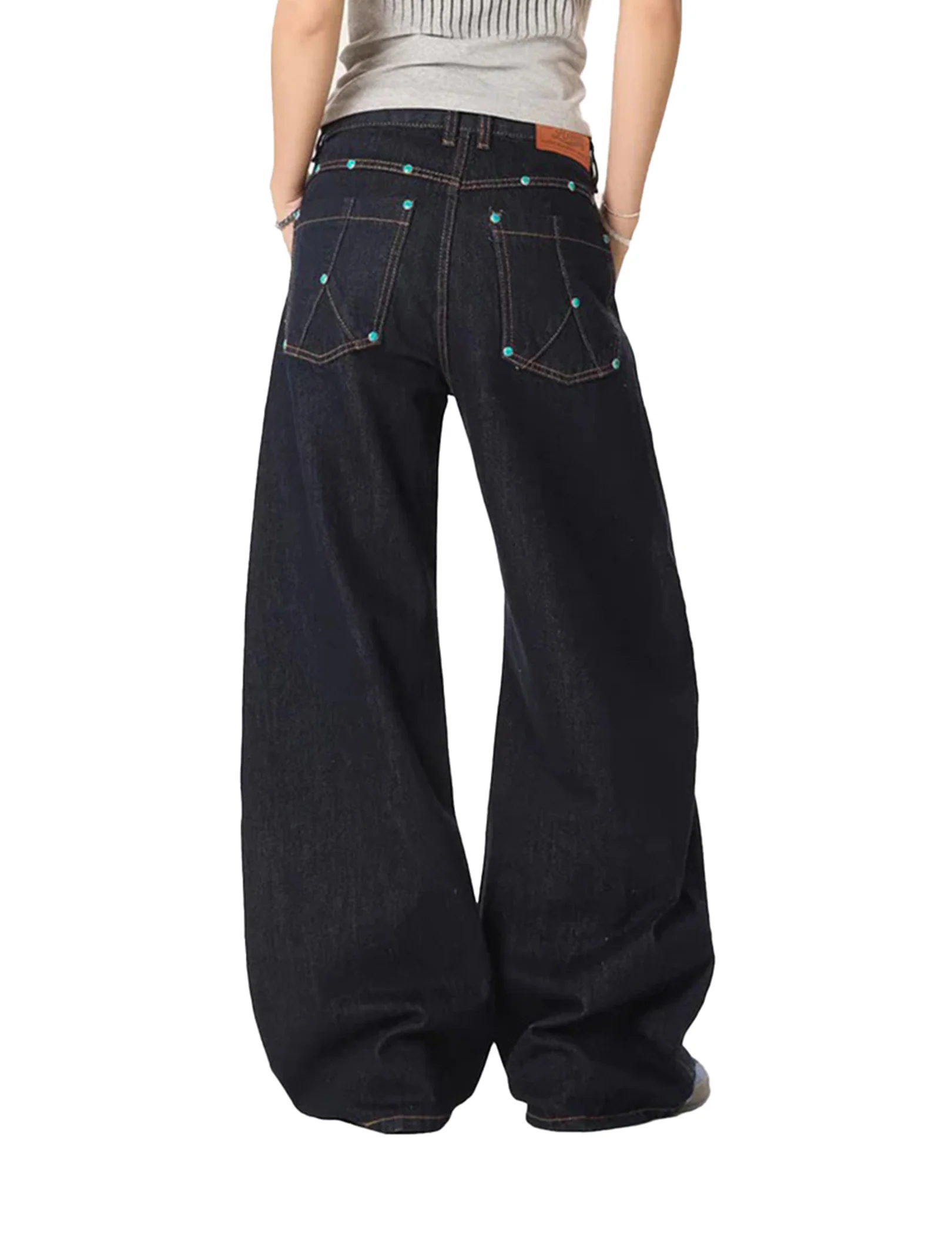 Aelfric Eden Vintage-Nieten Raw Baggy Barrel Jeans - Image 4