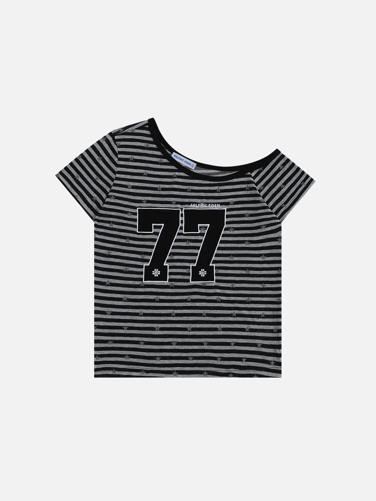 Aelfric Eden Gestreiftes Stern-Off-Shoulder-T-Shirt