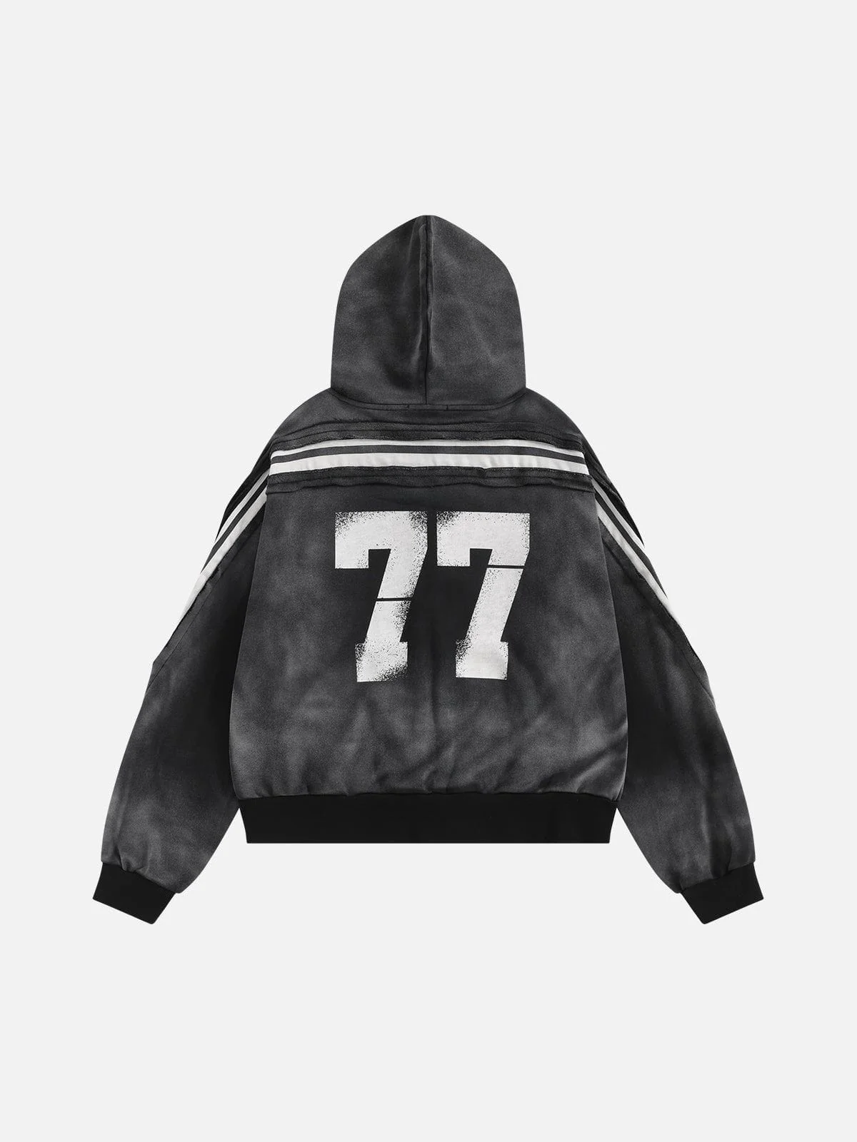 Aelfric Eden Boxy fit 77 Stripe Zip Hoodie – Acid Wash - Image 2
