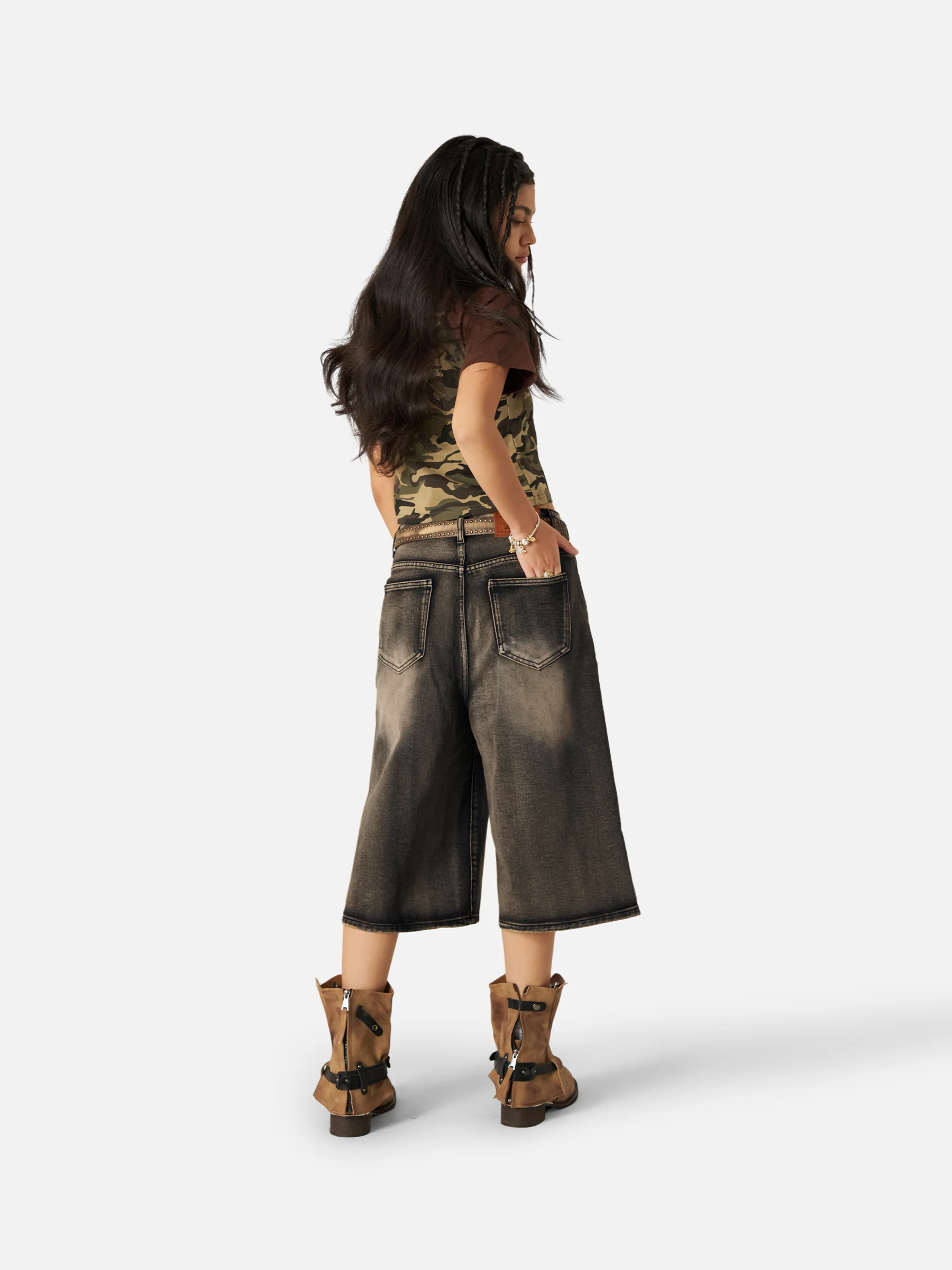 Aelfric – Eden – Gewaschene, lange Jorts im Vintage-Stil - Image 5