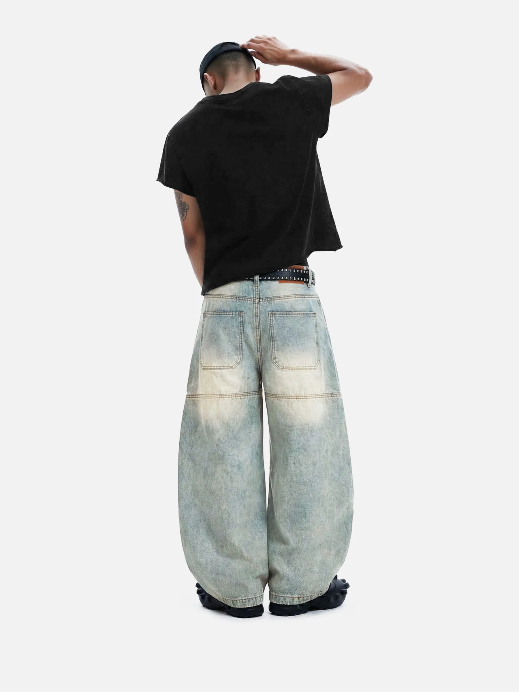 Aelfric Eden Washed Panel Baggy Barrel Jeans - Image 3