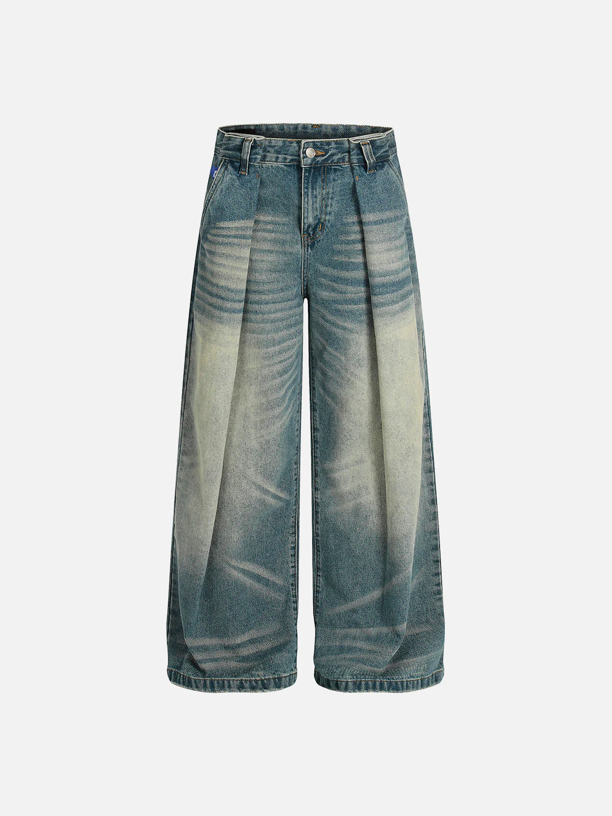 Aelfric Eden Jeans mit Wasch- und Schnurrhaareffekt und Falten