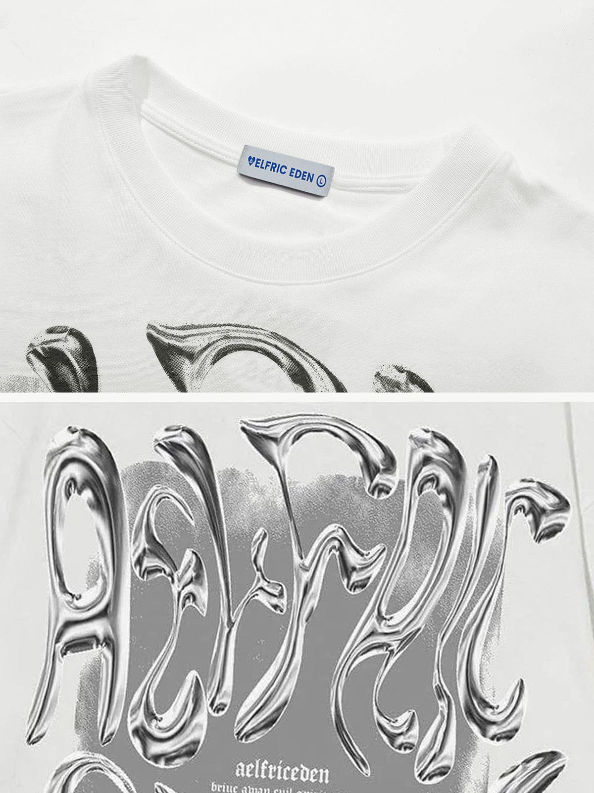 Aelfric Eden Futuristisches Liquid-Metal-Design-T-Shirt - Image 7