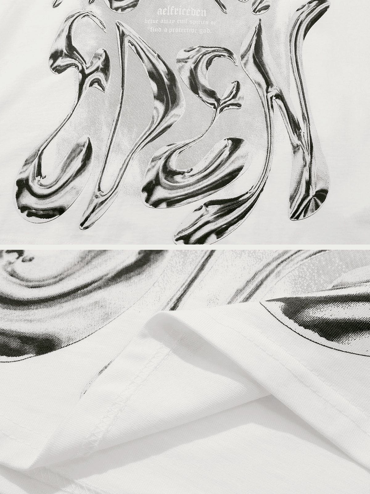 Aelfric Eden Futuristisches Liquid-Metal-Design-T-Shirt - Image 9